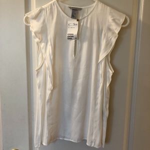NWT H&M Ruffle-Sleeve Silky White top